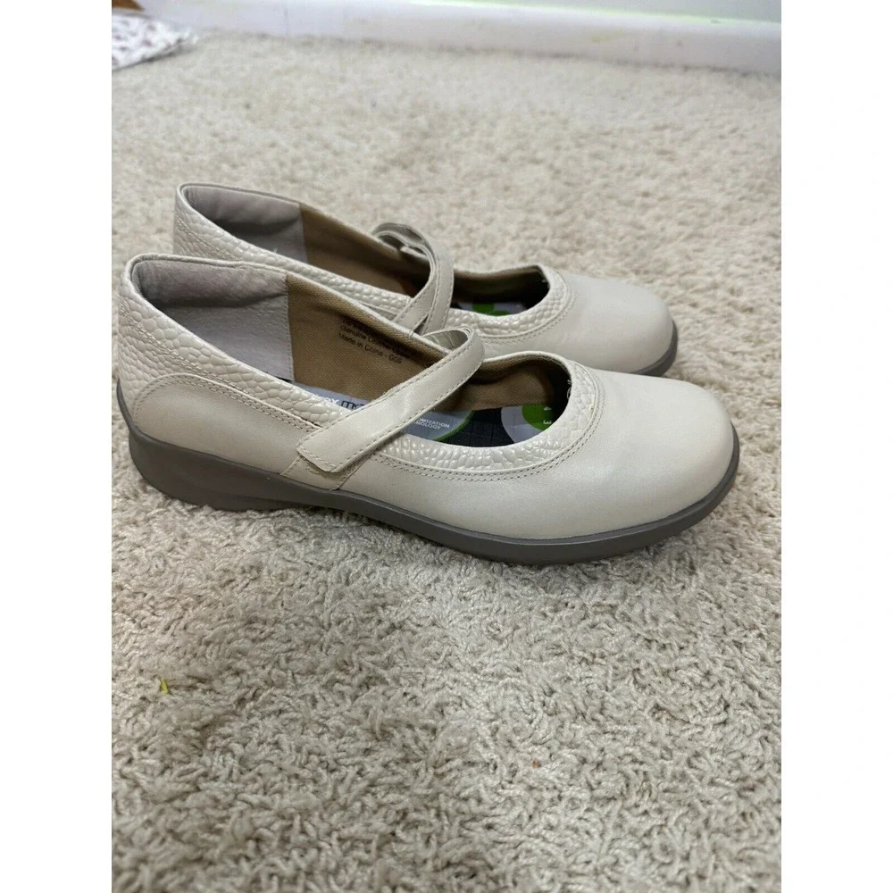 Aetrex Essence E363W Julia Mary Jane Ivory‎ Comfort Shoes Size 9W Orthopedic